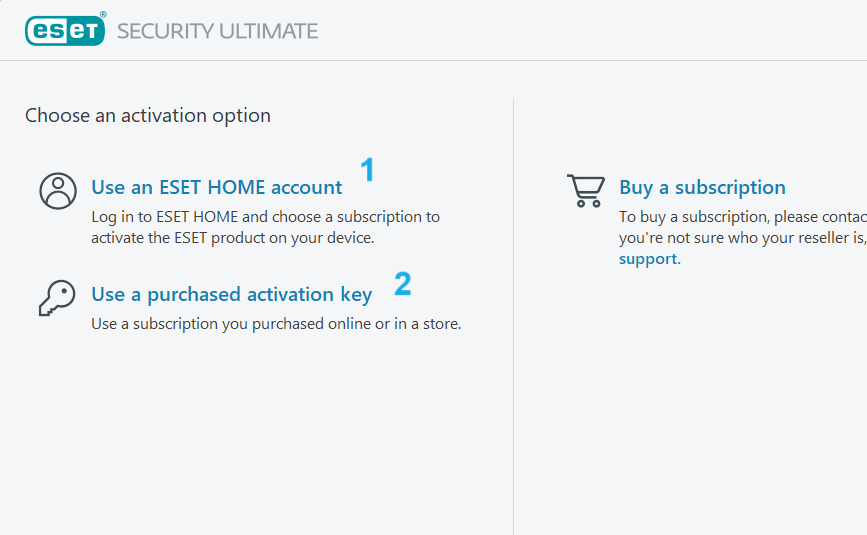 2 متود فعال سازی در دسترس می باشد: 1-می توانید از ایمیل و پسورد پنل هاب کاربران برای فعال سازی آنتی ویروس استفاده کنید( در این متود تنها لایسنس های کسب و کار های کوچک نمایش داده می شود) و یا با اختصاص دادن یک دسترسی( گزینه اعطا دسترسی) در هاب همکاران نیکمهر یک ایمیل و پسورد جدید برای لایسنسی خاص تعیین کنید.
2-با وارد سازی کد لایسنس 20 حرفی