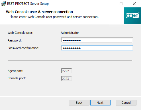 برای ادامه روند نصب پنجره دریافت اطلاعات باز می شود. یک پسورد برای ورود به بخش مدیریت تعیین کنید. حداقل 14 کارکتر.