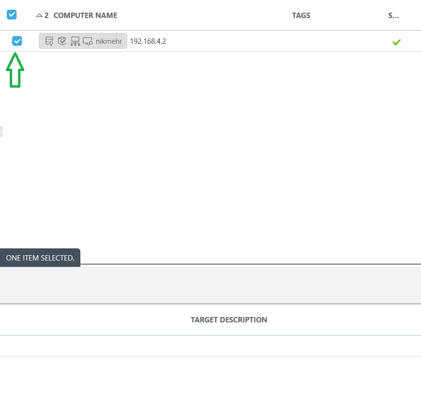 رایانه هدف را انتخاب کنید و سپس دکمه ok را بزنید. توجه بفرمایید یکبار این تسک فعال سازی را بر روی رایانه ای تست کنید و در صورت نبود مشکل، ابتدا عملیات نصب آنتی ویروس بر روی تمامی کلاینت ها را تکمیل کنید و سپس به صورت دسته ای تمامی رایانه های هدف را انتخاب کرده و عملیات فعال سازی را یکباره انجام دهید.نیازی به اجرای جداگانه این تسک بر روی تک تک رایانه ها نیست.