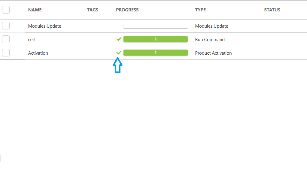 در صورت اجرای موفقیت آمیز این تسک و فعال سازی محصول تیک سبز را در قسمت وضعیت مشاهده می کنید.با کلیک بر روی تسک و انتخاب گزینه Executions >> show failed  می توانید لیست تمامی رایانه هایی که تسک مورد نظر با شکست مواجه شده را ببینید.
